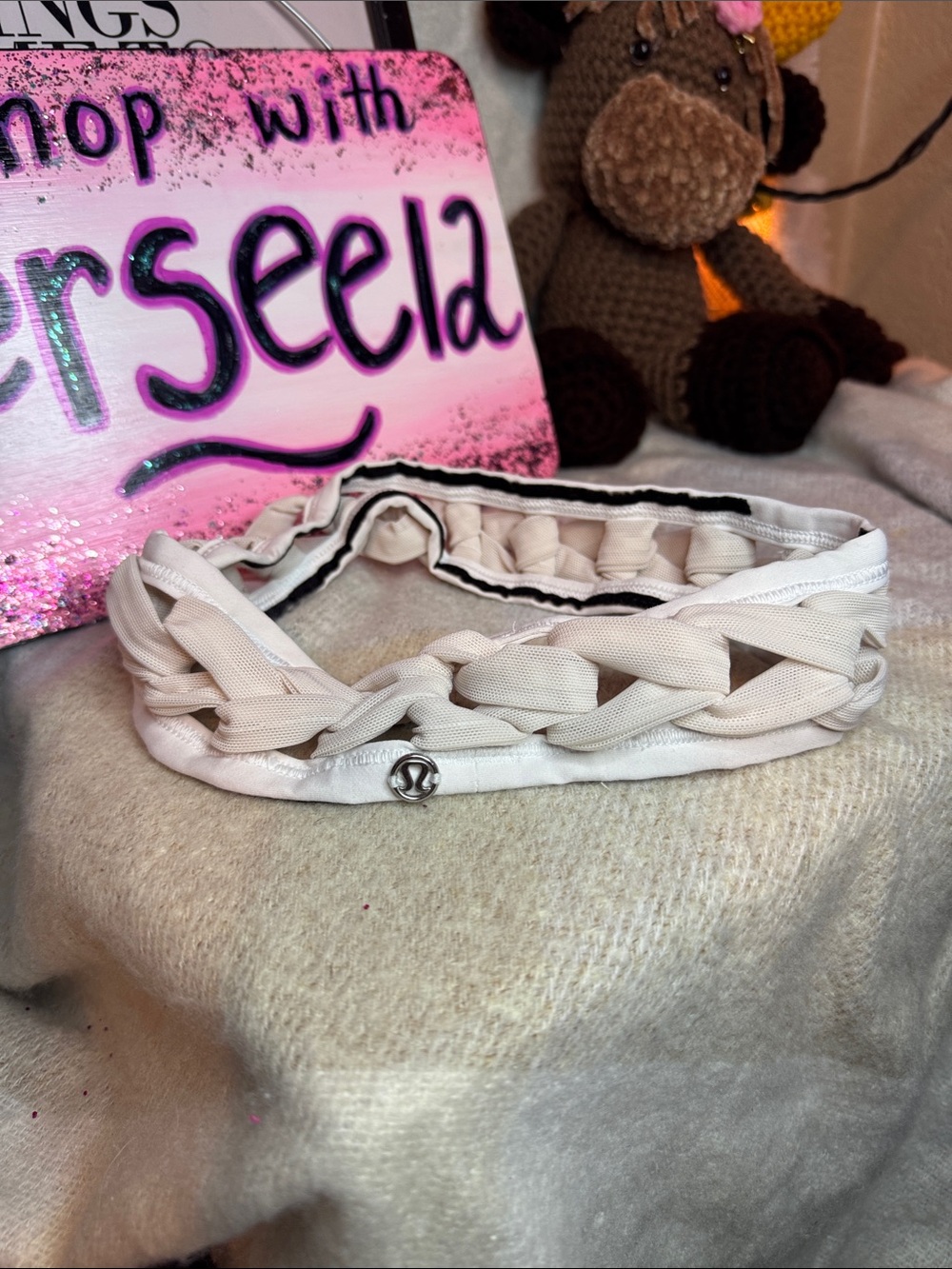 lululemon athletica Cream Braided Stretch Headband